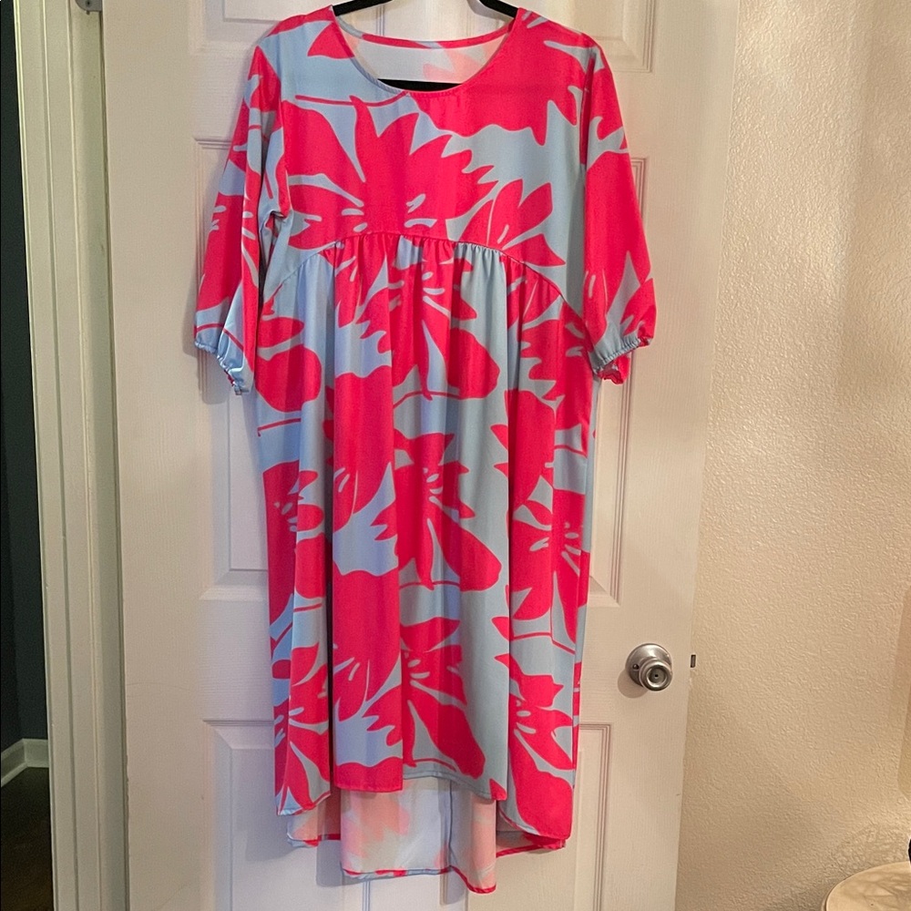 Floral Pink and Blue Dress